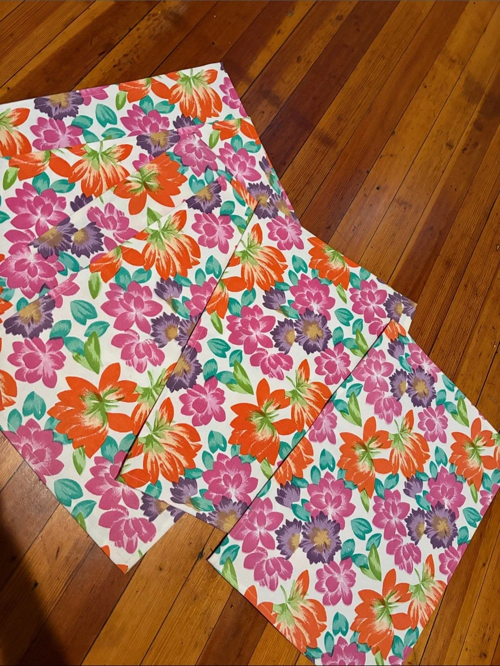 Bright Floral placemats in Orange, Pink, Purple, Teal